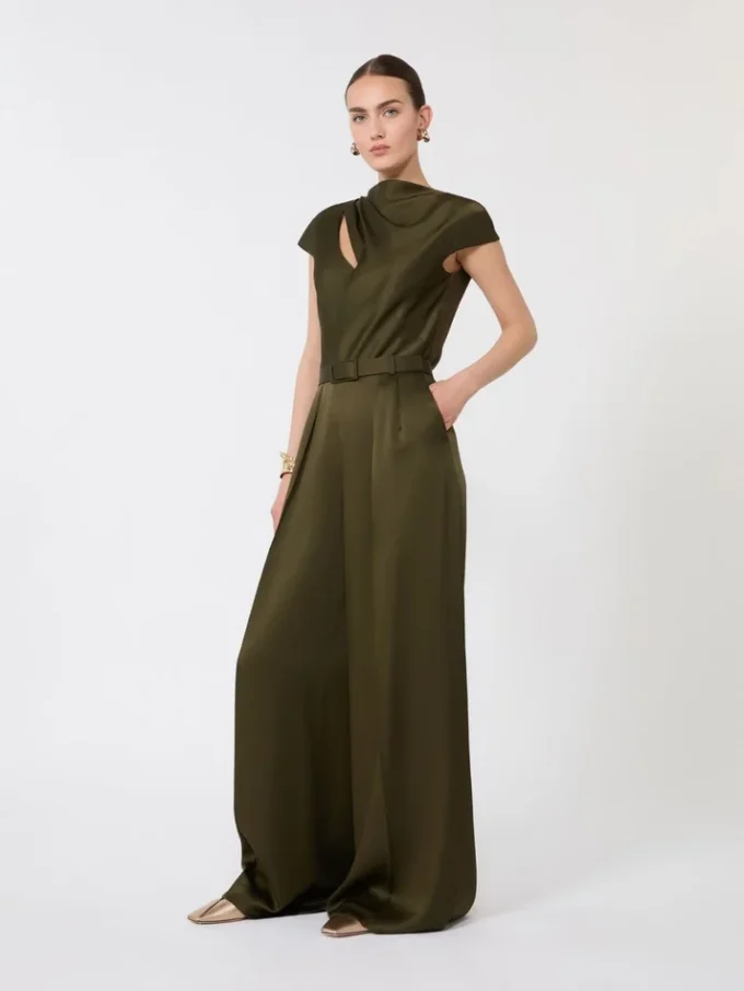 Envers satin jumpsuit, moss green