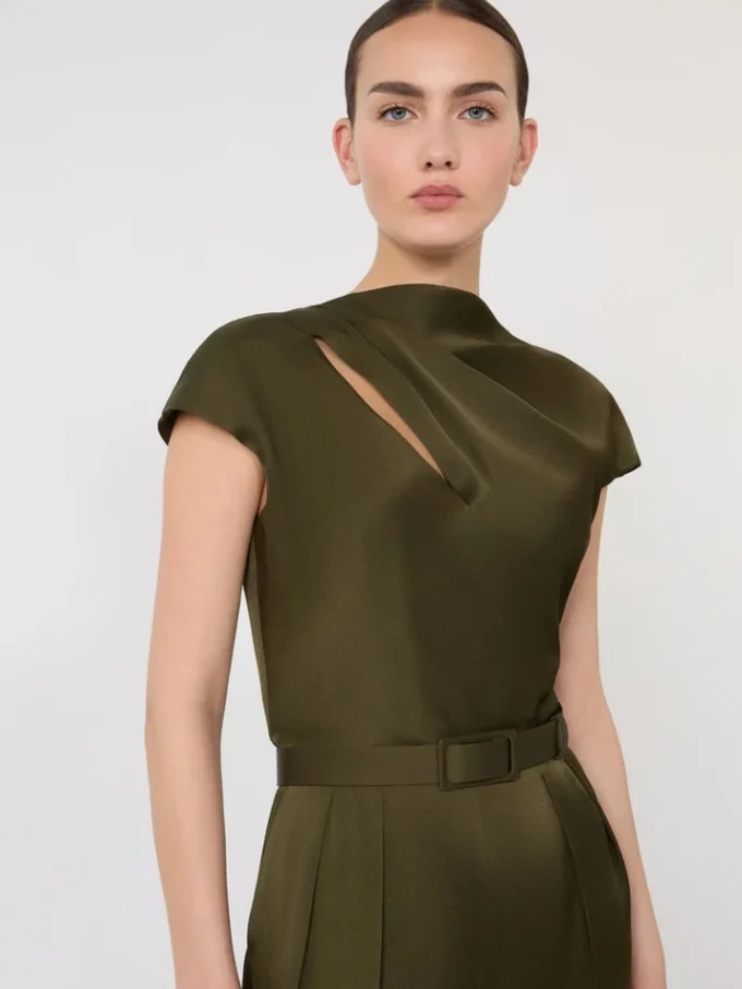Envers satin jumpsuit, moss green