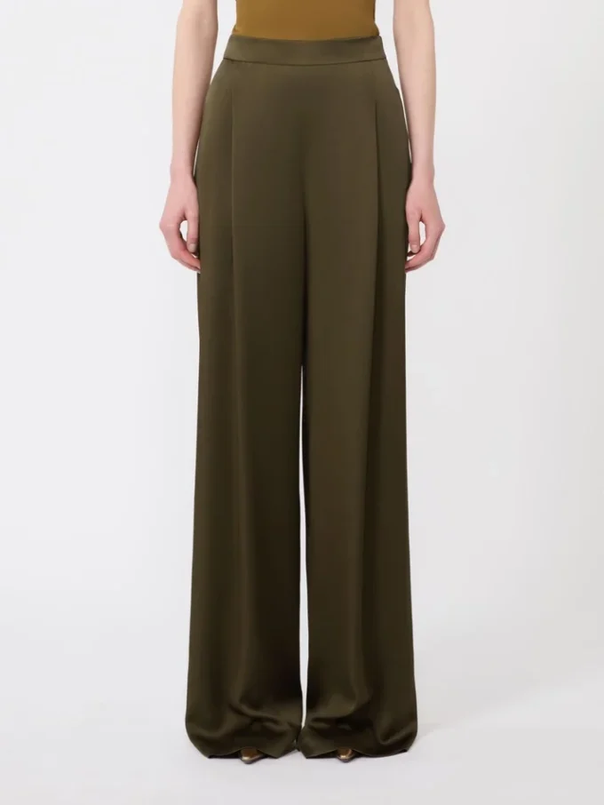 Envers satin trousers, moss green Envers satin trousers, moss green