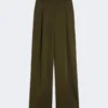 Envers satin trousers, moss green Envers satin trousers, moss green
