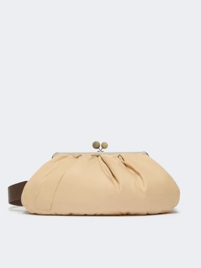 Extra-large padded technical gabardine pasticcino bag, beige