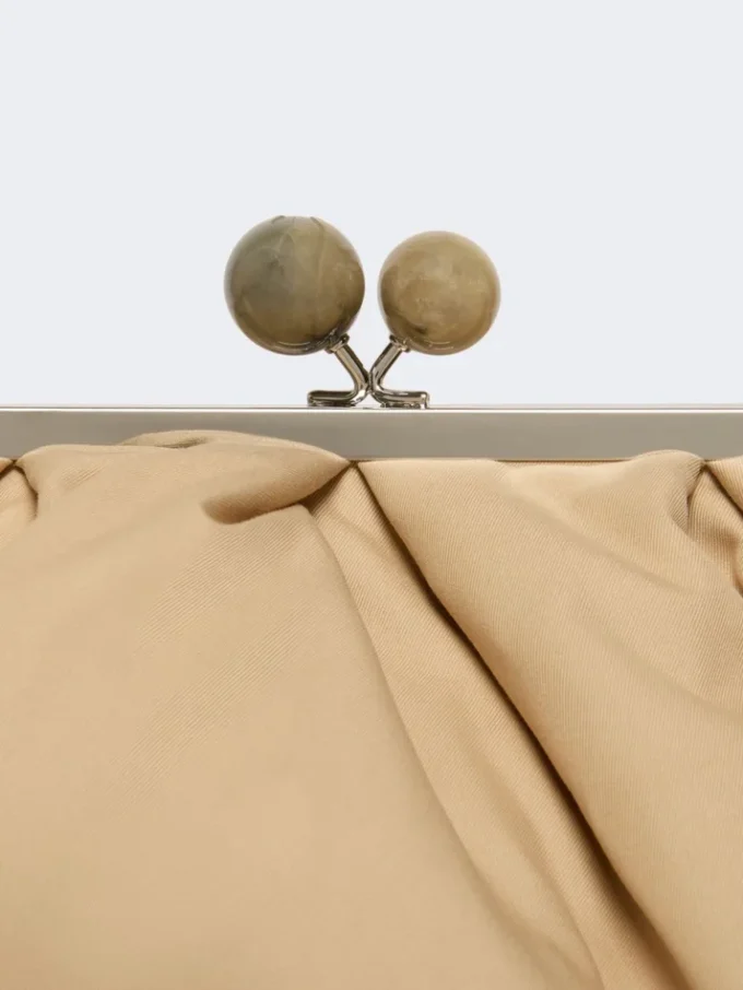 Extra-large padded technical gabardine pasticcino bag, beige