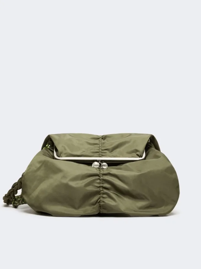 Extra-large technical gabardine pasticcino bag, sage green Extra-large technical gabardine pasticcino bag, sage green
