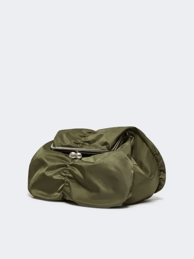 Extra-large technical gabardine pasticcino bag, sage green Extra-large technical gabardine pasticcino bag, sage green