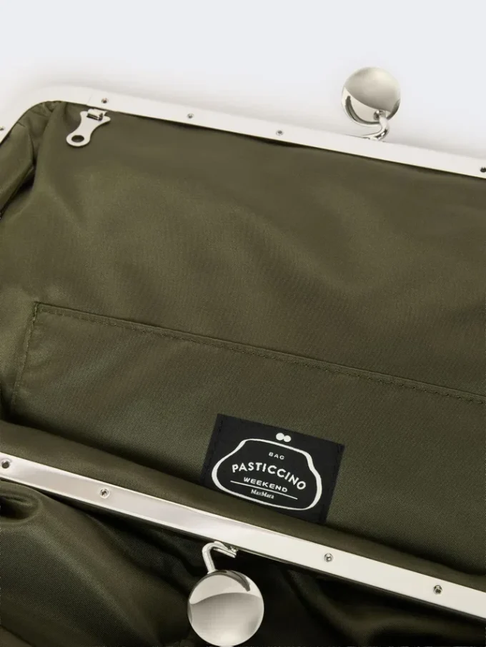 Extra-large technical gabardine pasticcino bag, sage green Extra-large technical gabardine pasticcino bag, sage green