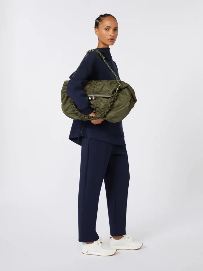 Extra-large technical gabardine pasticcino bag, sage green Extra-large technical gabardine pasticcino bag, sage green