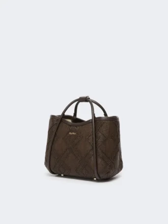 Extra-small marine bag in diamond-patterned basketweave, dark brown