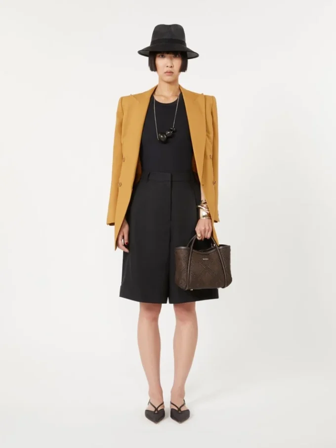 Extra-small marine bag in diamond-patterned basketweave, dark brown Extra-small marine bag in diamond-patterned basketweave, dark brown