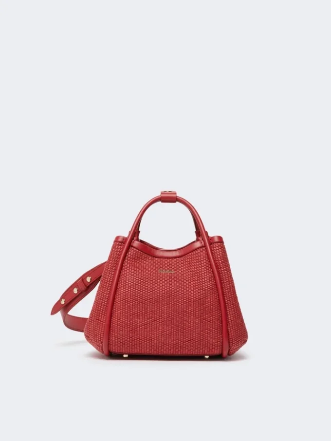 Extra-small raffia-look basketweave marine bag, red Extra-small raffia-look basketweave marine bag, red