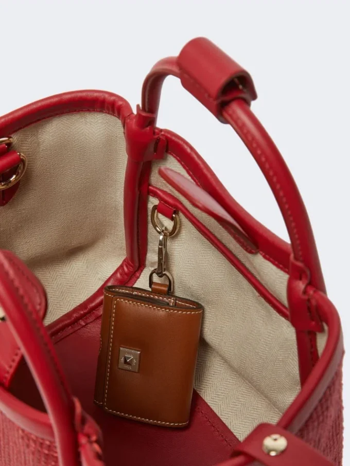 Extra-small raffia-look basketweave marine bag, red Extra-small raffia-look basketweave marine bag, red