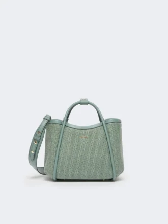 Extra-small raffia-look basketweave marine bag, sage green