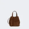 Extra-small split leather archetipo bag, dark brown
