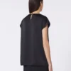 Feminine satin top, black