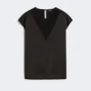 Feminine satin top, black