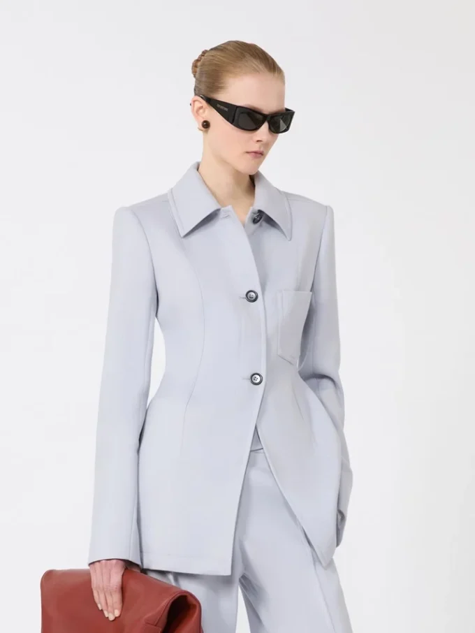 Fitted gabardine shirt jacket, medium grey