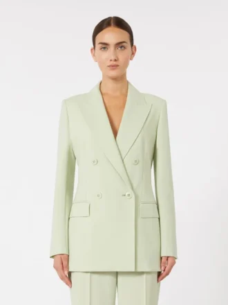 Fitted wool crepe blazer, green