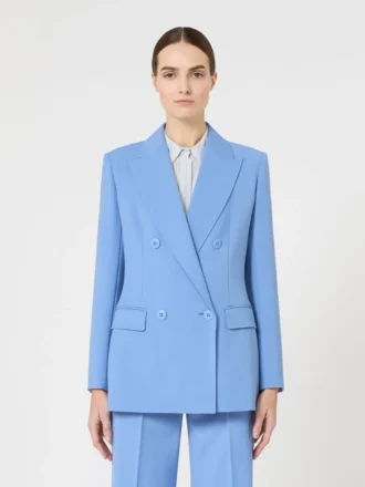 Fitted wool crepe blazer, light blue