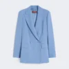 Fitted wool crepe blazer, light blue
