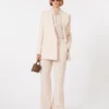Fitted wool crepe blazer, pink Fitted wool crepe blazer, pink