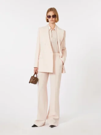 Fitted wool crepe blazer, pink