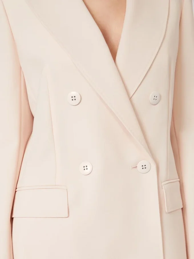 Fitted wool crepe blazer, pink Fitted wool crepe blazer, pink
