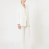 Fitted wool crepe blazer, white