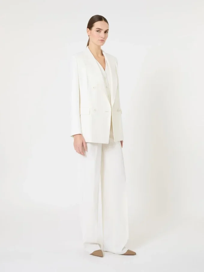 Fitted wool crepe blazer, white