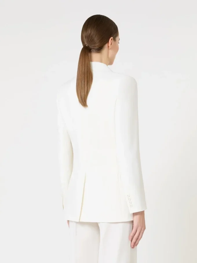 Fitted wool crepe blazer, white