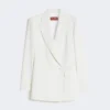 Fitted wool crepe blazer, white
