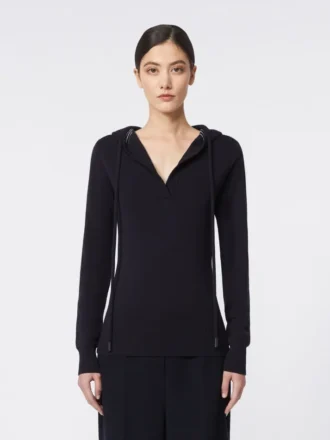 Fitted wool jumper, navy