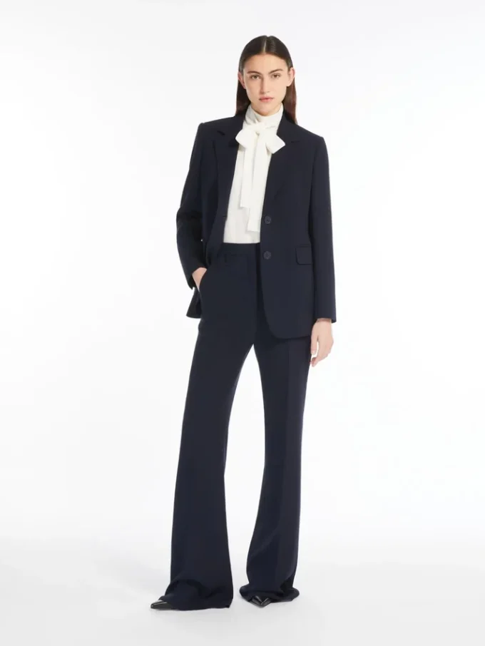 Flared cady trousers, navy Flared cady trousers, navy