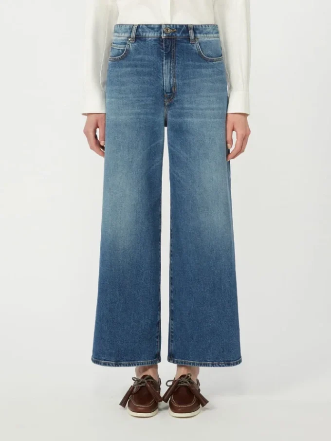 Flared comfortable denim jeans, navy