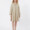 Flared cotton-poplin dress, sand