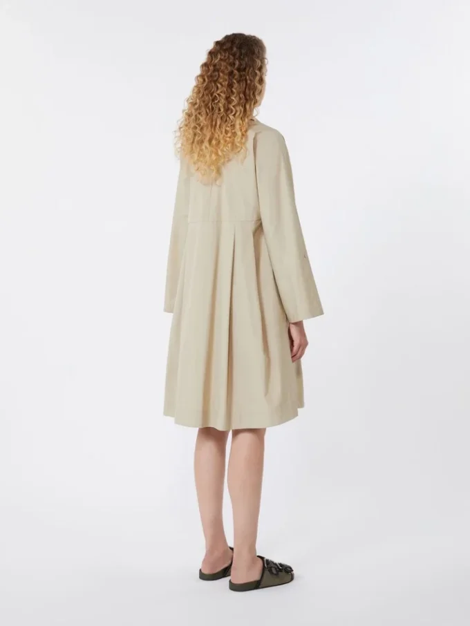 Flared cotton-poplin dress, sand