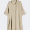 Flared cotton-poplin dress, sand