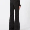 Flared pinstripe wool trousers, black