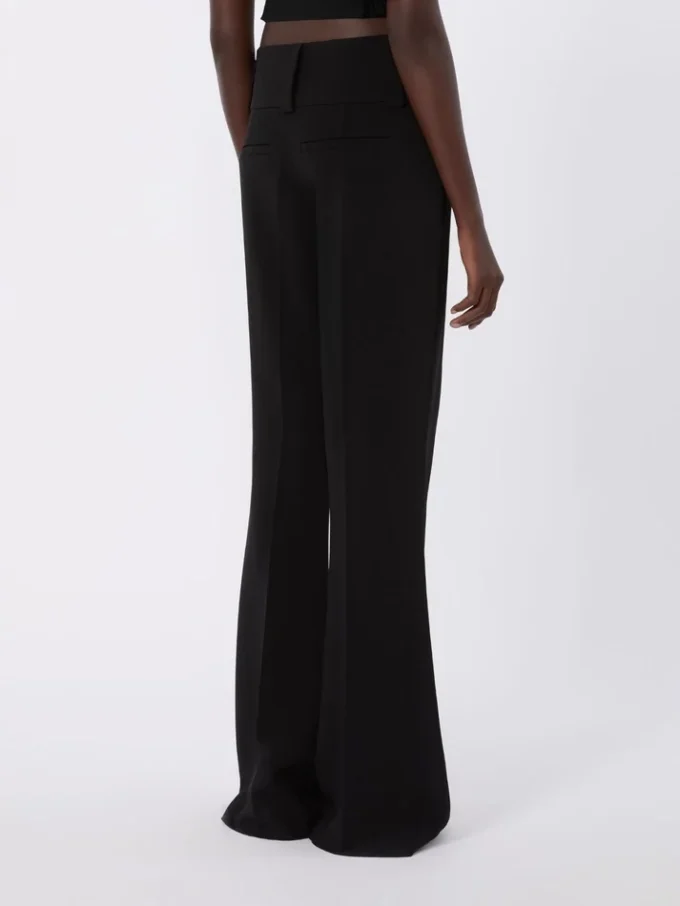Flared stretch viscose trousers, black