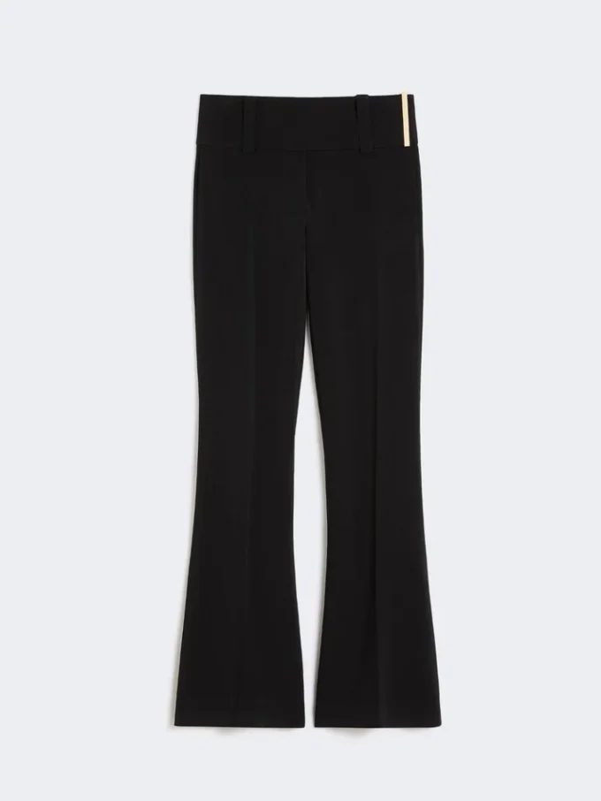 Flared stretch viscose trousers, black