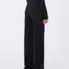 Flared trousers in stretch jersey, black