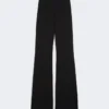 Flared trousers in stretch jersey, black