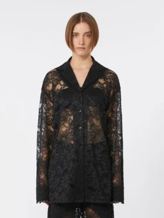 Floral lace jacket, black