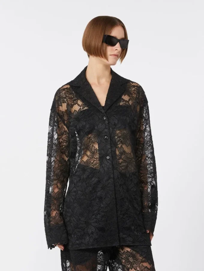Floral lace jacket, black