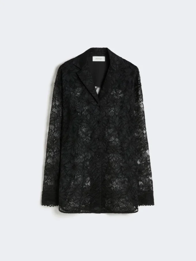 Floral lace jacket, black