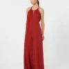 Flowing envers satin jumpsuit, red
