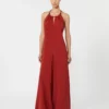 Flowing envers satin jumpsuit, red