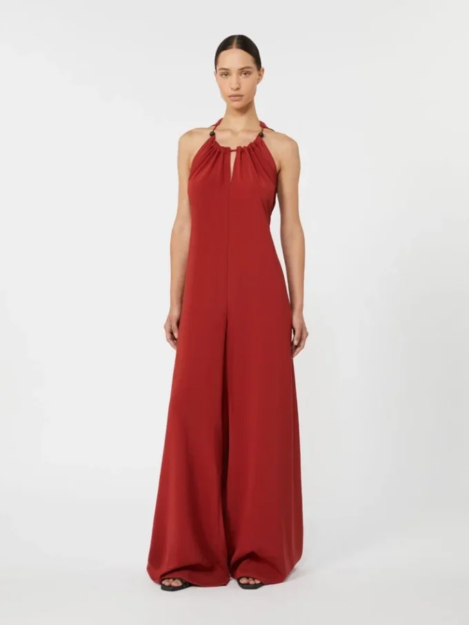 Flowing envers satin jumpsuit, red