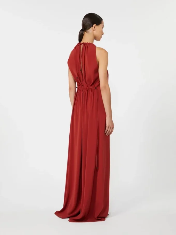 Flowing envers satin jumpsuit, red