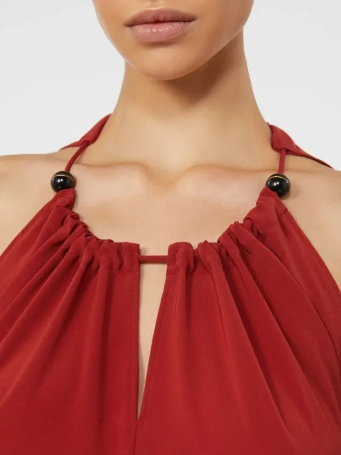 Flowing envers satin jumpsuit, red