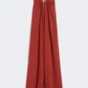 Flowing envers satin jumpsuit, red
