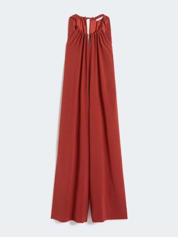 Flowing envers satin jumpsuit, red
